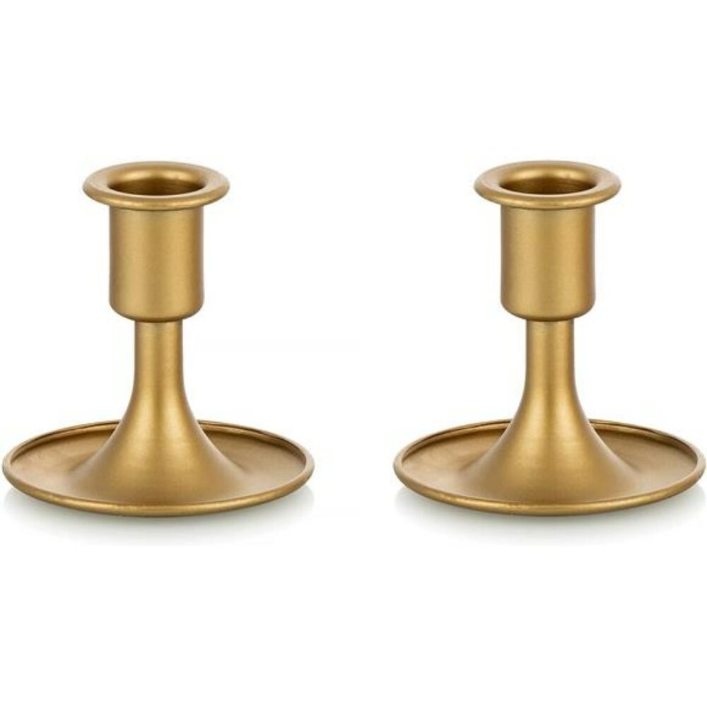 Set of 2 gold taper candlestick holders vintage candle stands for table decor